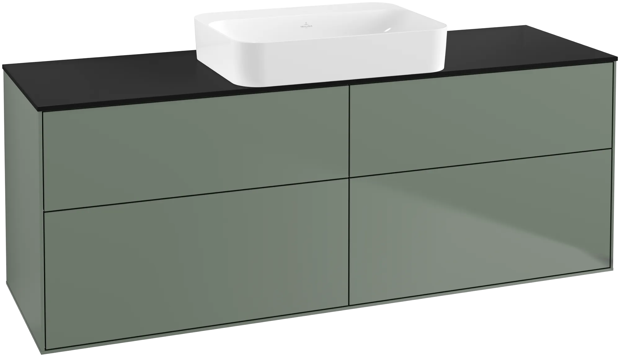 Villeroy & Boch Waschtischunterschrank „Finion“ für Schrankwaschtisch 1600 × 603 × 501 mm Olive Matt Lacquer, ohne Hahnlochbohrung, für Becken mittig