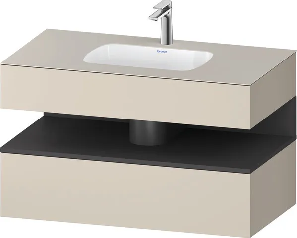 Einbauwaschtisch mit Konsolenwaschtischunterbau „Qatego“ 100 × 55 × 60 cm, mit Beleuchtung Einbauwaschtisch mit Konsolenwaschtischunterbau „Qatego“ 100 × 55 × 60 cm, mit Beleuchtung