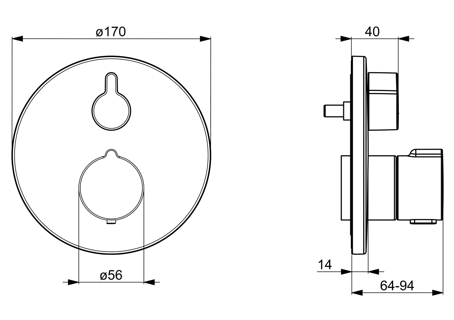 HansaHOME Duscharmatur Thermostat Fertigmontageset für Brausebatterie 8861 Rosette rund Chrom