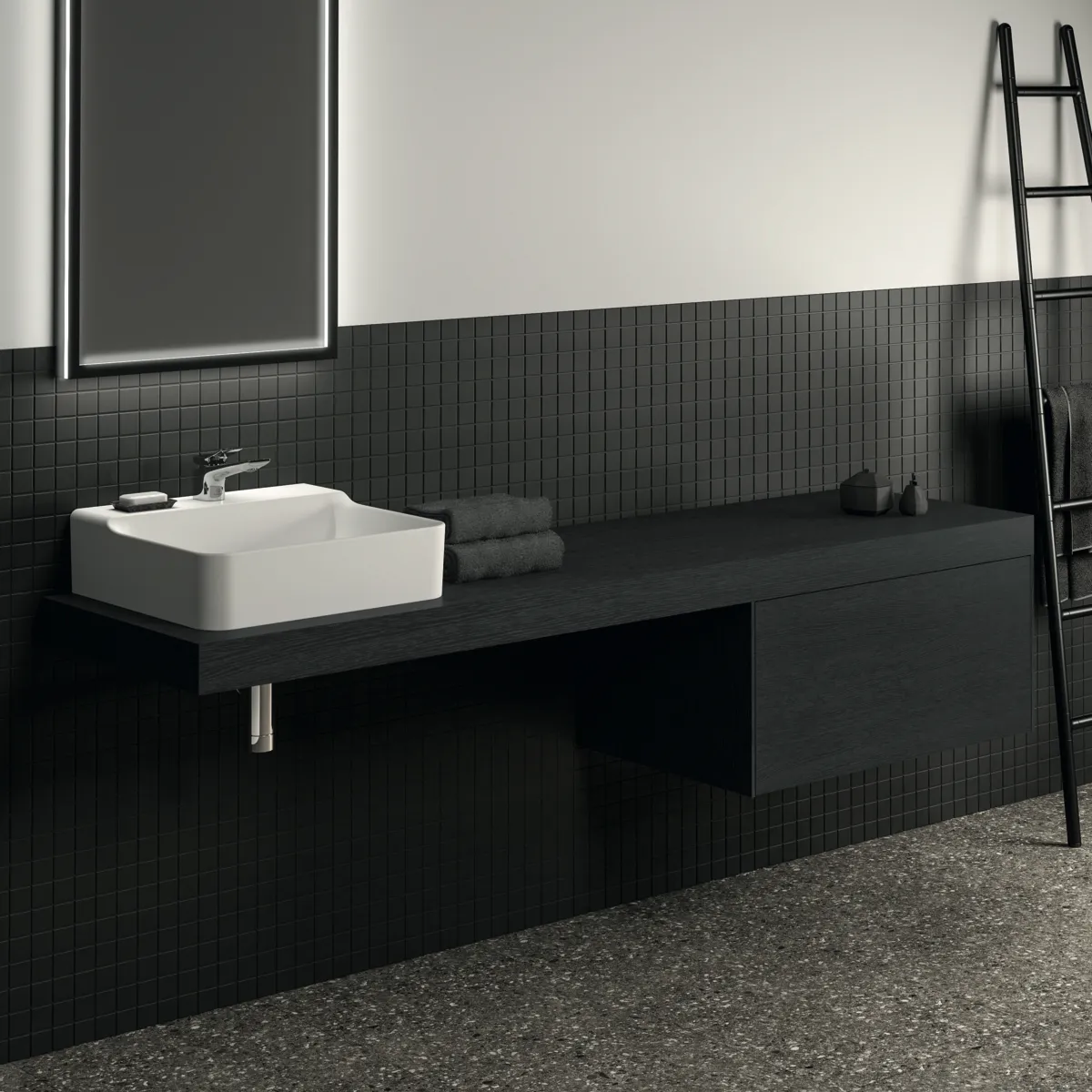 Ideal Standard Konsole Conca, Eiche geflammt, 2000x505x80 mm Ideal Standard Konsole Conca, Eiche geflammt, 2000x505x80 mm