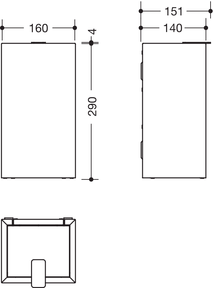 HEWI Hygieneabfallbehälter „System 900“ 16 × 29 × 14 cm