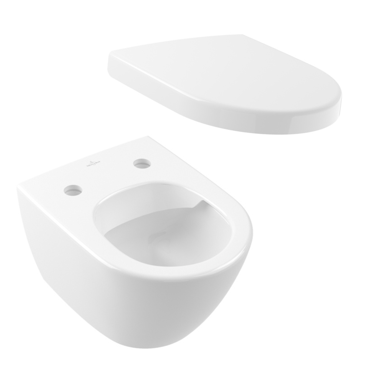 Set Wand-Tiefspül-WC Compact DirectFlush „Subway 2.0“ 35,5 × 36 × 48 cm, mit CeramicPlus, mit WC-Sitz „Subway 2.0“ Compact inkl. Deckel 41,5 × 36 × 41,5 × 5,5 cm ,, Quick Release, Soft Closing