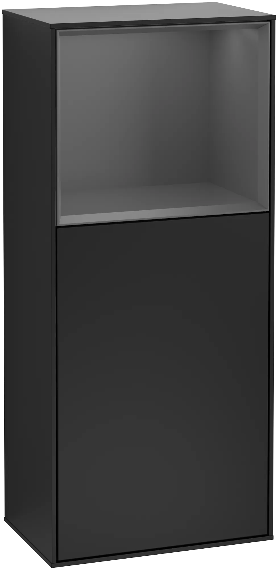 Villeroy & Boch Seitenschrank Finion F50, 418x936x270 mm, Black Matt Lacquer / Anthracite Matt Lacquer, mit Beleuchtung und Push-to-open Funktion