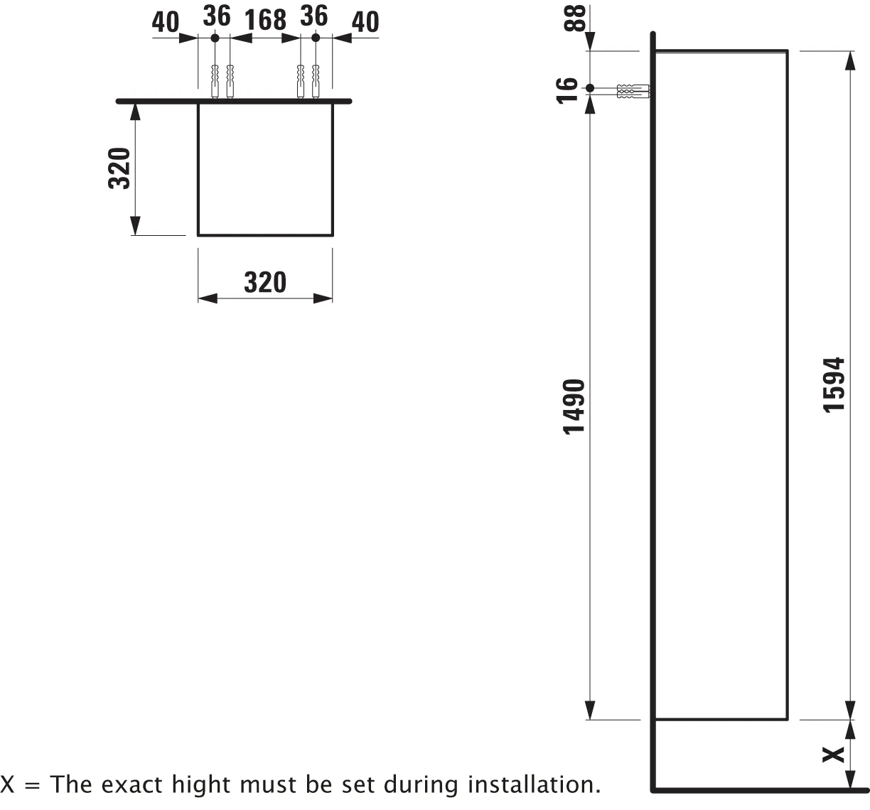 Laufen Hochschrank „SONAR“ 320 × 1595 × 320 mm Titan, Anschlag rechts Laufen Hochschrank „SONAR“ 320 × 1595 × 320 mm Titan, Anschlag rechts