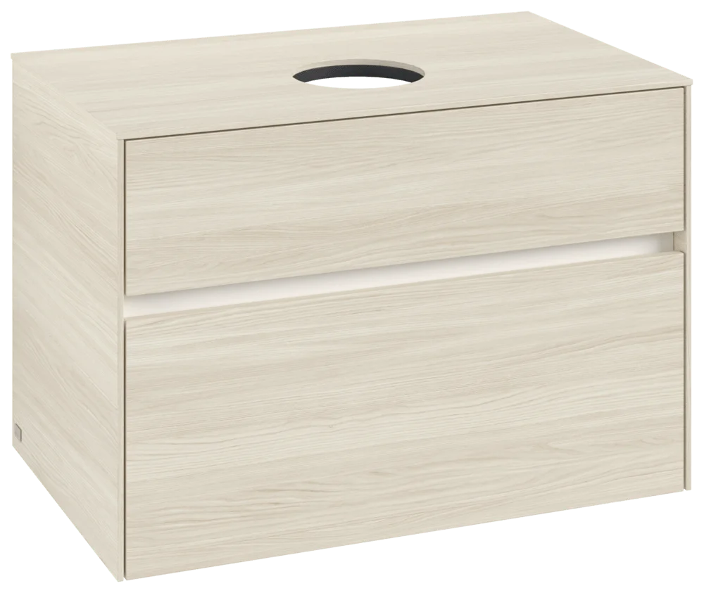 Villeroy & Boch Waschbeckenunterschrank Collaro C037B0, Eckig White Oak, 800x548x500mm, mit Beleuchtung und SoftClosing