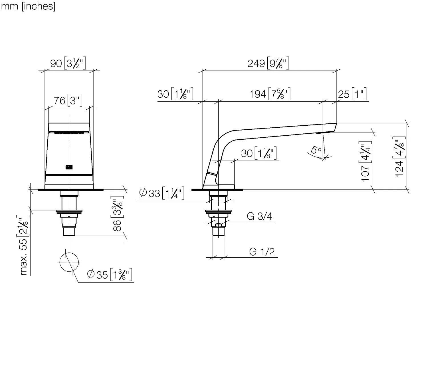 Dornbracht CL.1 Wannenauslauf ohne Umstellung für Standmontage Chrom Dornbracht CL.1 Wannenauslauf ohne Umstellung für Standmontage Chrom