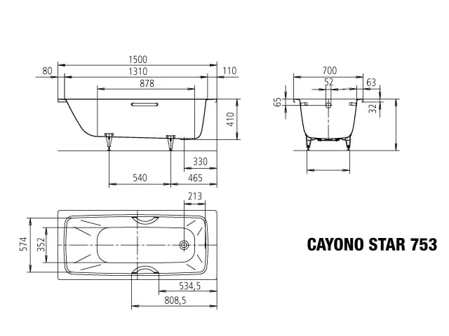 Kaldewei Badewanne „Cayono“ Star rechteck 150 × 70 cm, mit Grifflochbohrungen in alpinweiß Kaldewei Badewanne „Cayono“ Star rechteck 150 × 70 cm, mit Grifflochbohrungen in alpinweiß