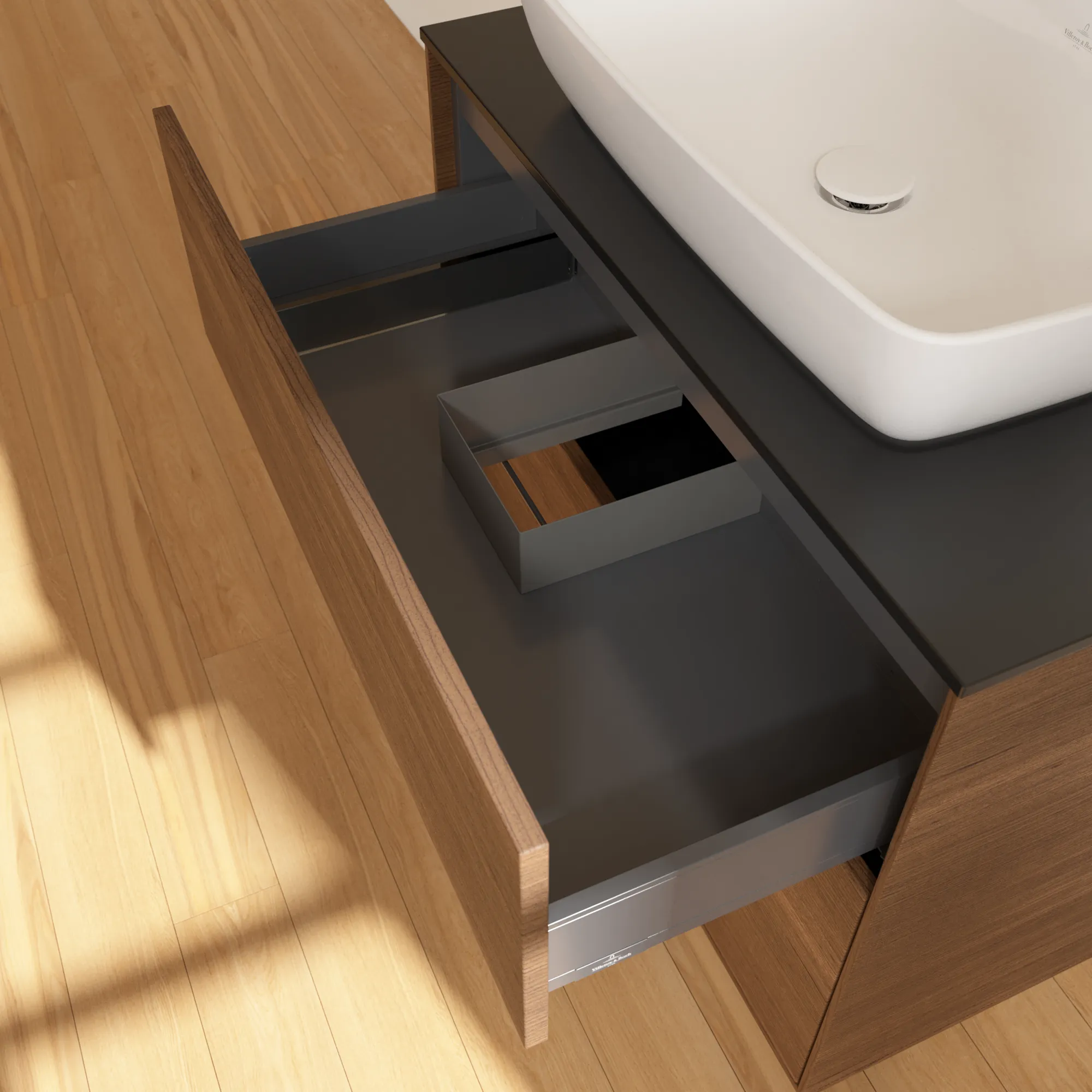 Villeroy & Boch Waschtischunterschrank „Finion“ für Schrankwaschtisch 800 × 603 × 501 mm Walnut Veneer, für Becken mittig