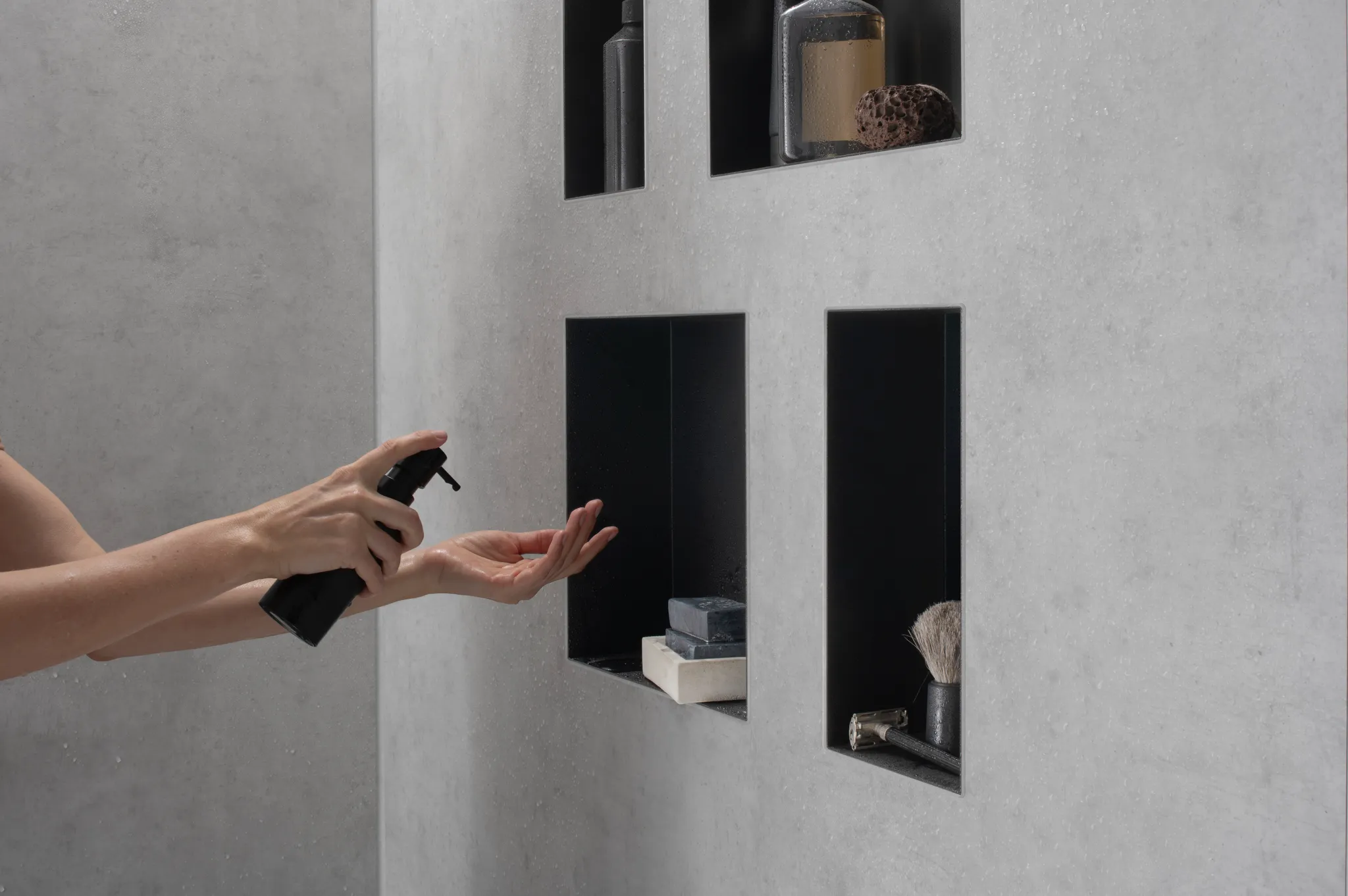 Hansgrohe XtraStoris Minimalistic Wandnische rahmenlos 300⁄300⁄100, Mattschwarz Hansgrohe XtraStoris Minimalistic Wandnische rahmenlos 300⁄300⁄100, Mattschwarz