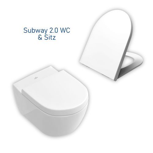 Set aus Wand-Tiefspül-WC „Subway 2.0“ mit CeramicPlus-Beschichtung inklusive WC-Sitz mit Absenkautomatik