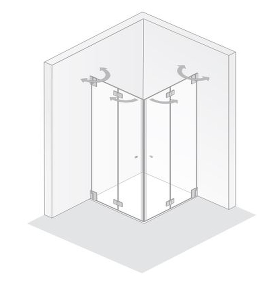 HSK Eckeinstieg mit Drehfalttüren pendelbar „K2“ Glas Klar hell,