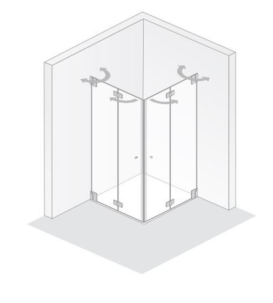HSK Eckeinstieg mit Drehfalttüren pendelbar „K2“ Glas Klar hell HSK Eckeinstieg mit Drehfalttüren pendelbar „K2“ Glas Klar hell