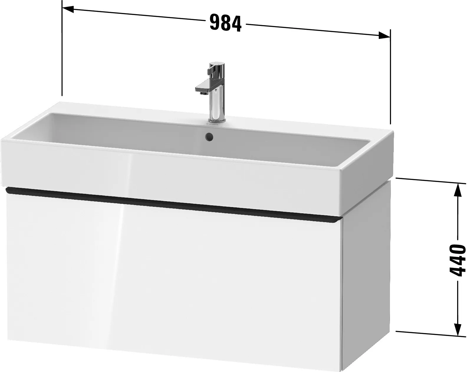 Duravit Waschtischunterschrank wandhängend „D-Neo“ 98,4 × 44 × 44,2 cm in Basalt Matt