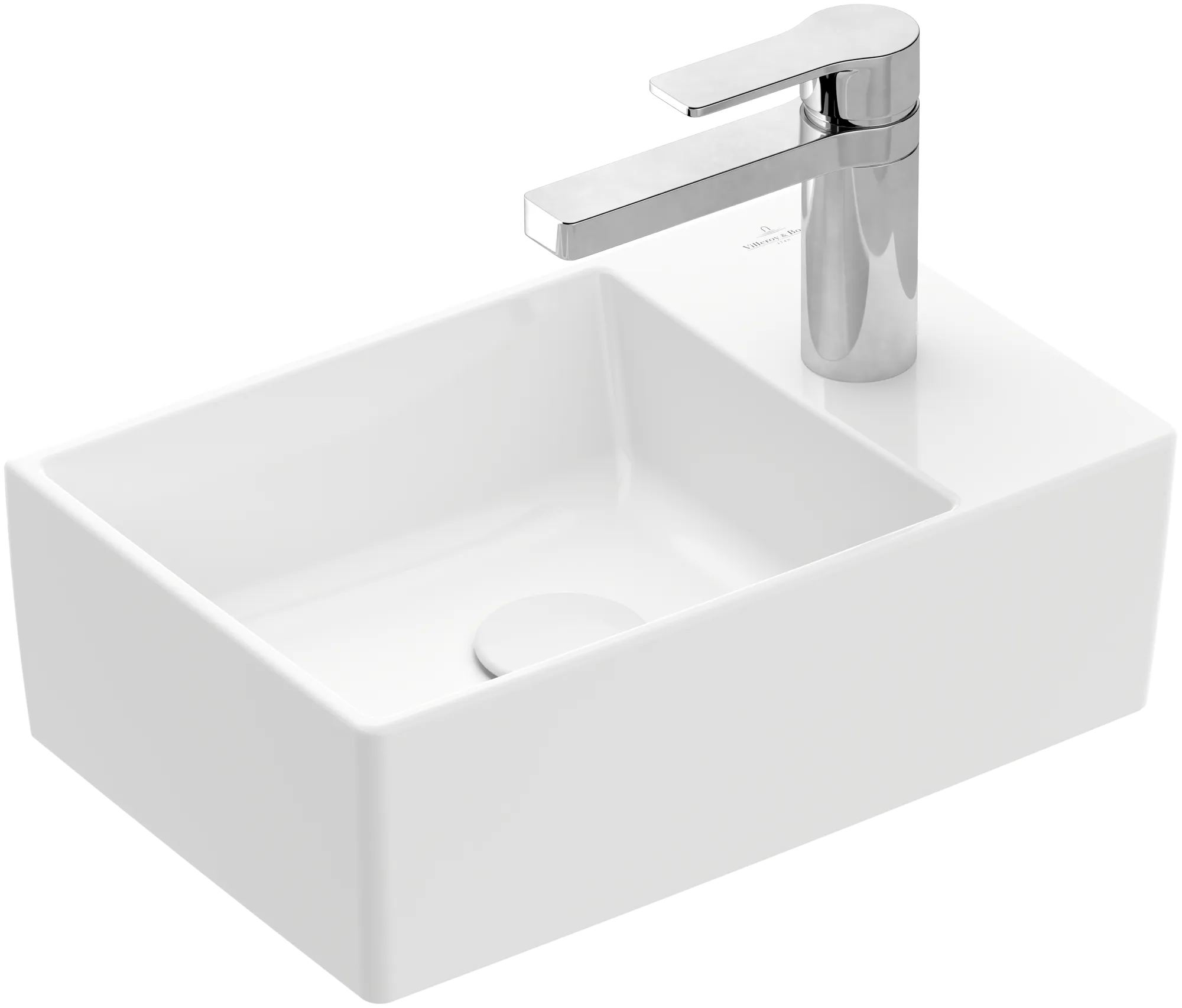 Villeroy & Boch Handwaschbecken aus TitanCeram „Memento 2.0“ 400 × 260 × 111 mm, mit Hahnlochbohrung, Hahnlochposition mittig in Weiß Alpin Villeroy & Boch Handwaschbecken aus TitanCeram „Memento 2.0“ 400 × 260 × 111 mm, mit Hahnlochbohrung, Hahnlochposition mittig in Weiß Alpin