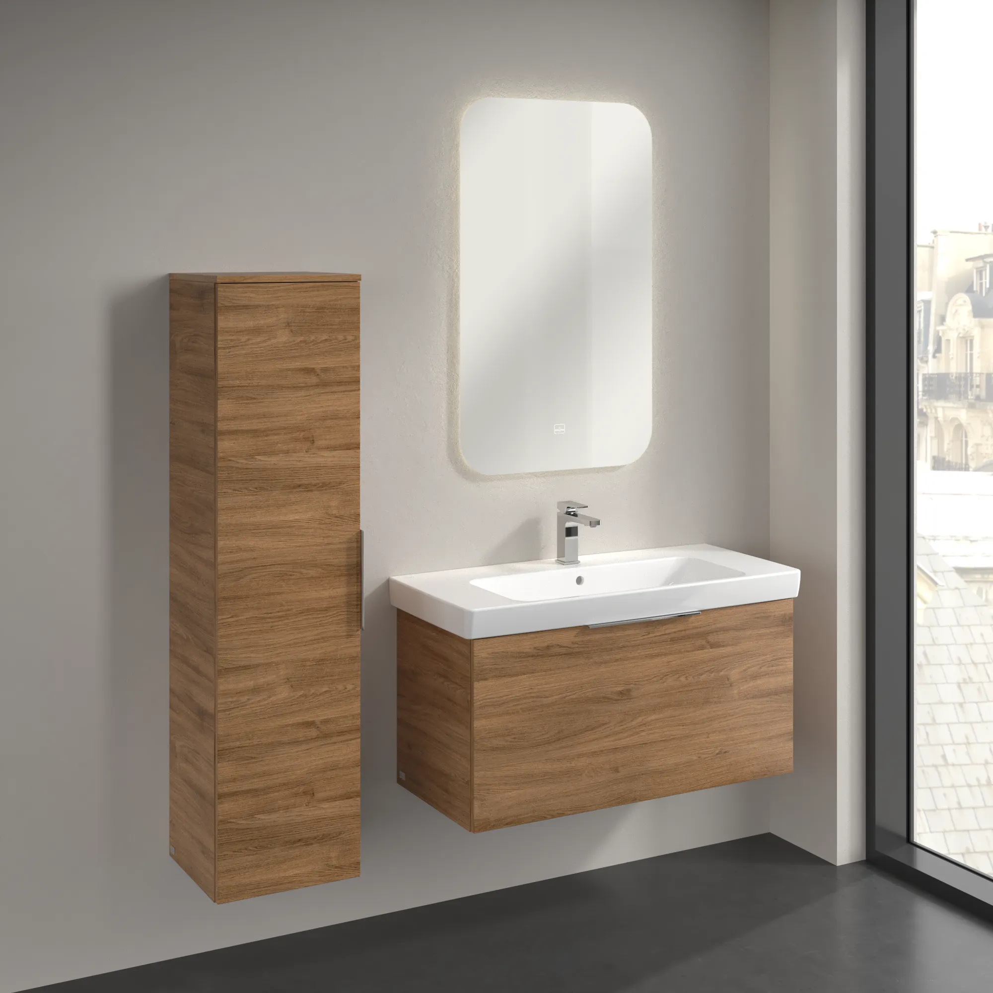 Villeroy & Boch Architectura Hochschrank B89600, 350x1400x364mm, 1 Tür, links Anschlag, Kansas Oak Villeroy & Boch Architectura Hochschrank B89600, 350x1400x364mm, 1 Tür, links Anschlag, Kansas Oak