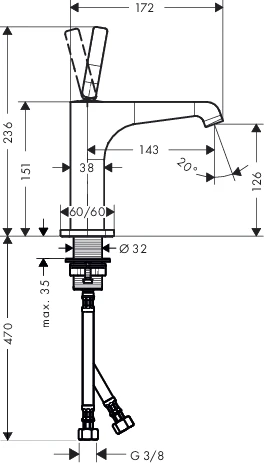 Waschtischmischer 125 Axor Citterio E ohne Zugstange chrom