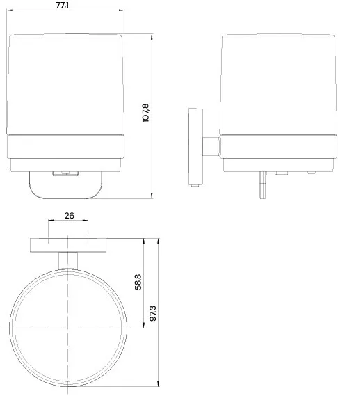 round Einhand-Seifenspender Glasteil satiniert, weiss
