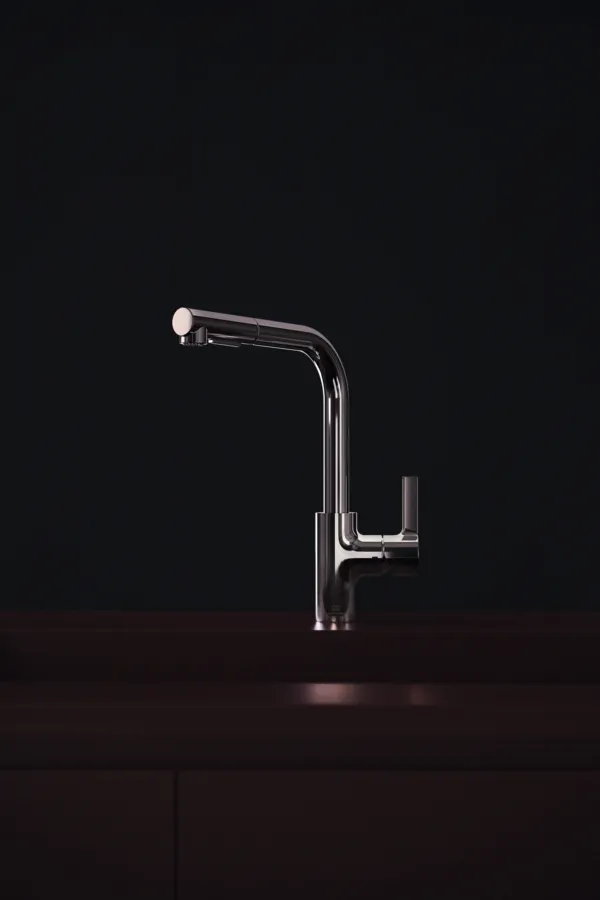 Küchenarmatur Gusto Ausladung 235mm L-Auslauf 2F-Brause Brushed Gold Küchenarmatur Gusto Ausladung 235mm L-Auslauf 2F-Brause Brushed Gold