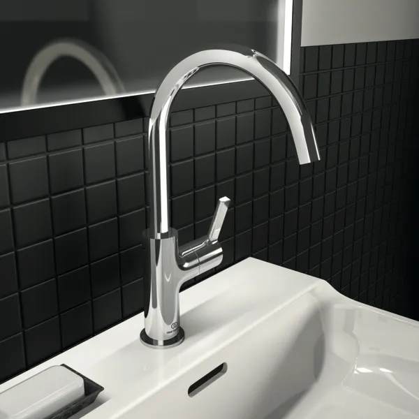 Waschtischarmatur Joy, mit hohem Auslauf, ohne Ablaufgarnitur, Ausladung 169mm, Brushed Gold Waschtischarmatur Joy, mit hohem Auslauf, ohne Ablaufgarnitur, Ausladung 169mm, Brushed Gold