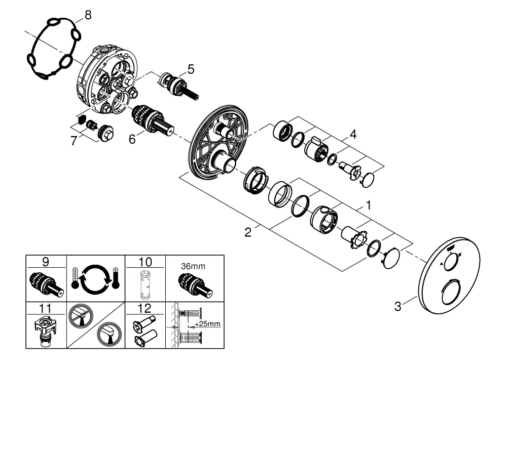 Grohe Grohtherm Thermostat-Brausebatterie mit integrierter 2-Wege-Umstellung matt black Grohe Grohtherm Thermostat-Brausebatterie mit integrierter 2-Wege-Umstellung matt black