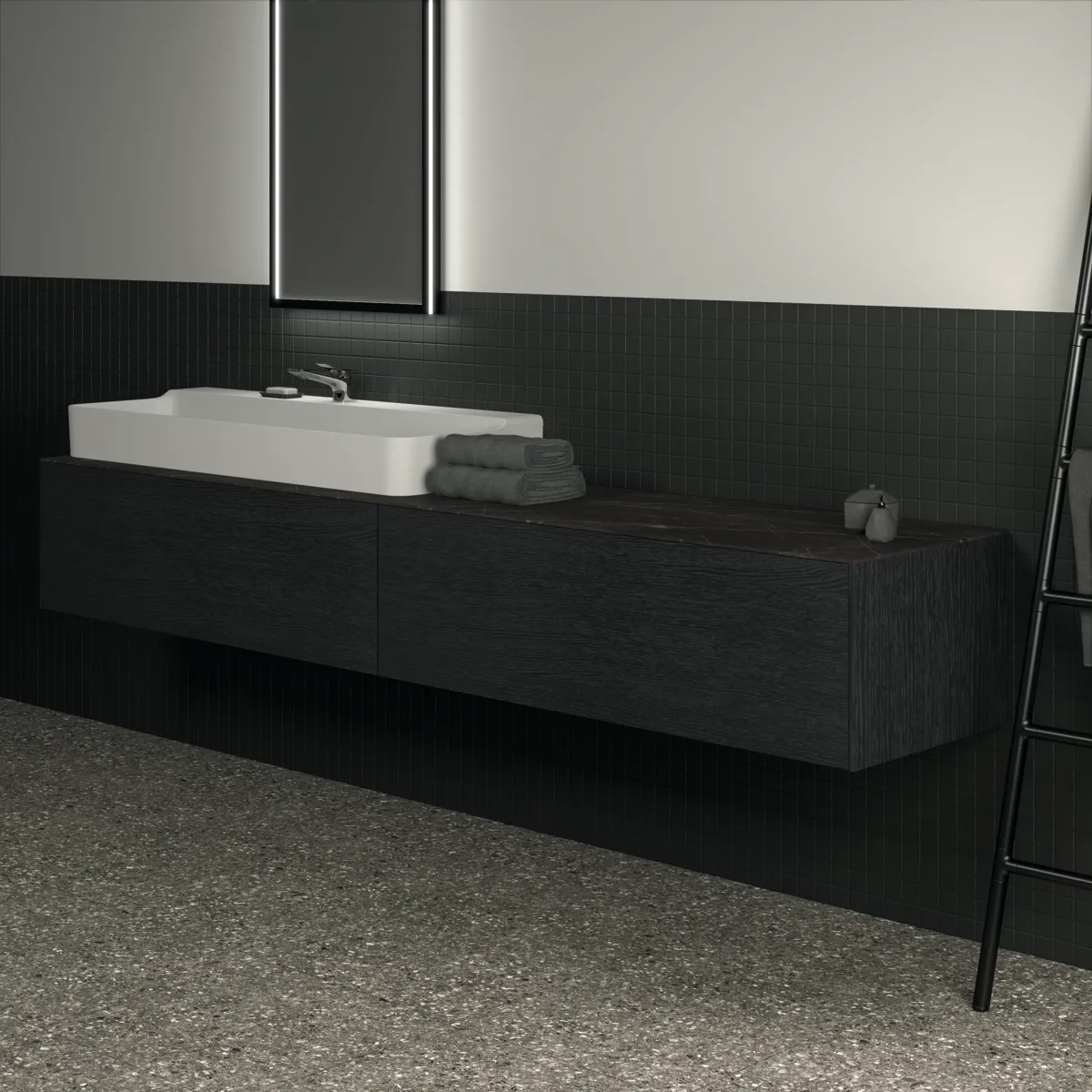 Ideal Standard Waschtischunterschrank „Conca“ 238,5 × 36 × 50,5 cm Eiche geflammt Furnier Ideal Standard Waschtischunterschrank „Conca“ 238,5 × 36 × 50,5 cm Eiche geflammt Furnier