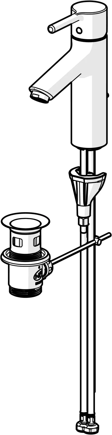 HansaVANTIS Waschtischarmatur Hansavantis 2022 EHM WT-Batt. HansaVANTIS XL Kaltstart Zugst.Ablgarn. Ausld. 114 mm chr Pinheb.