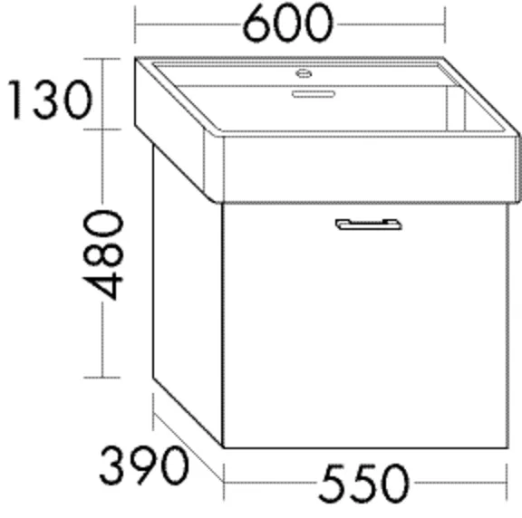 Waschtischunterschrank Sys30 von burgbad - 1 Auszug, 260 mm tief, 390x550x480 mm