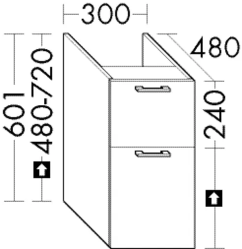burgbad Waschtischunterschrank „Sys30“ 1440 × 641 × 520 mm in Eiche Dekor Rost