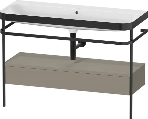 Duravit Waschtischunterschrank mit Metallkonsole „Happy D.2 Plus“ 117,5 × 85 × 49 cm Steingrau Seidenmatt Duravit Waschtischunterschrank mit Metallkonsole „Happy D.2 Plus“ 117,5 × 85 × 49 cm Steingrau Seidenmatt