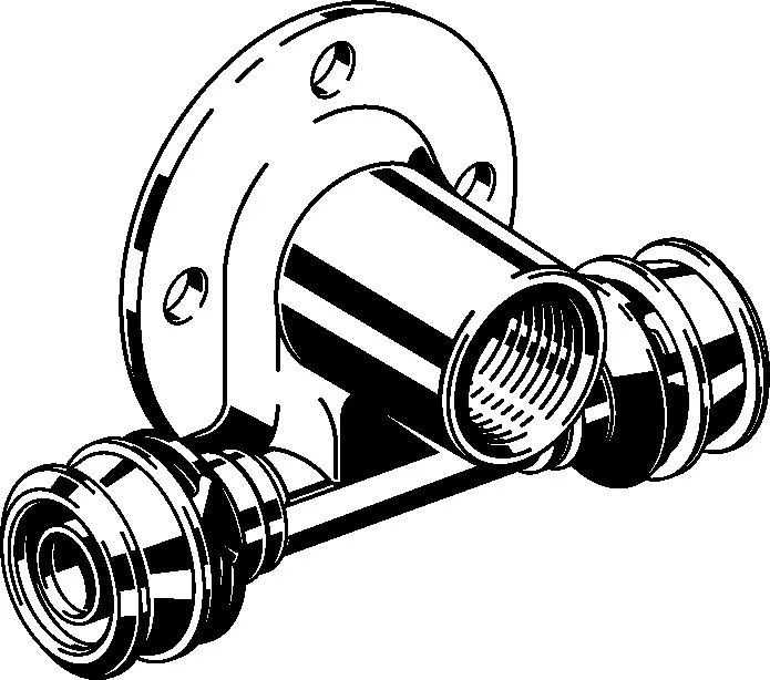 Viega „Raxofix“ Wandscheiben- T-Stück mit 2 Muffen und Innengewinde 16 mm × 1/2″ × 16 mm Viega „Raxofix“ Wandscheiben- T-Stück mit 2 Muffen und Innengewinde 16 mm × 1/2″ × 16 mm