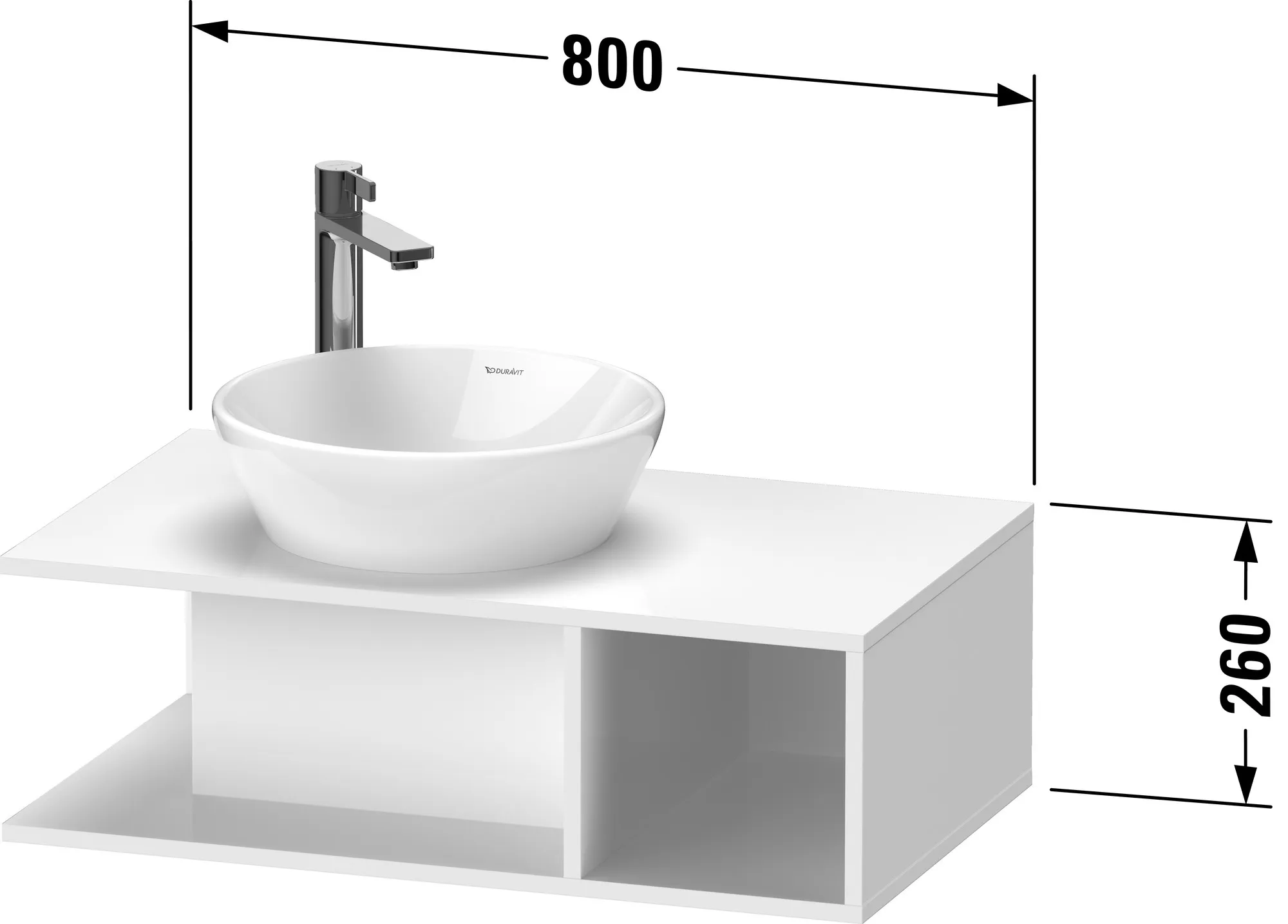 Duravit Waschtischunterschrank wandhängend „D-Neo“ 80 × 26 × 48 cm in Betongrau Matt