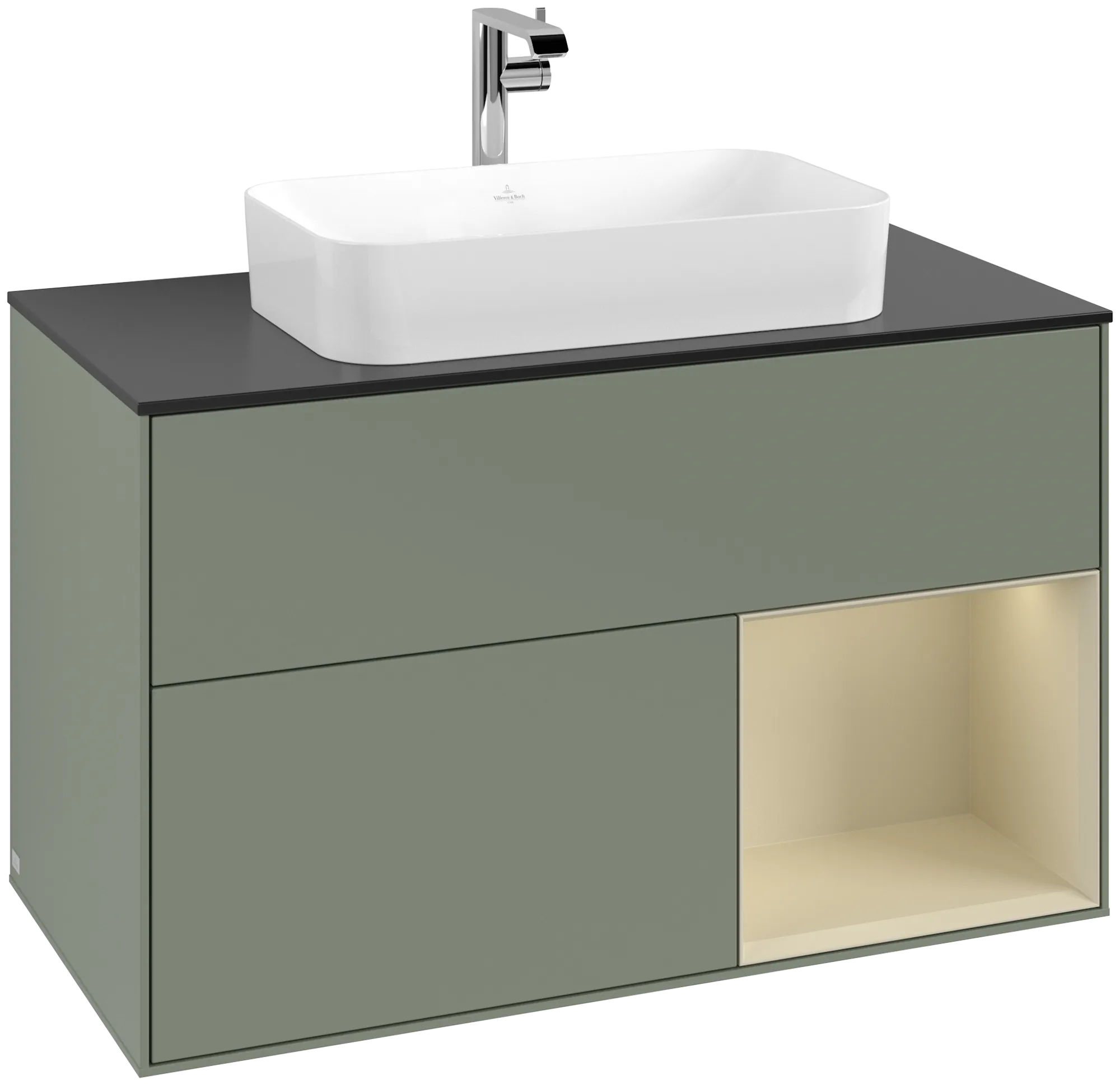 Villeroy & Boch Finion Waschbeckenunterschrank G25 1000x603x501mm Olive Matt/Silk Grey/Glass Black