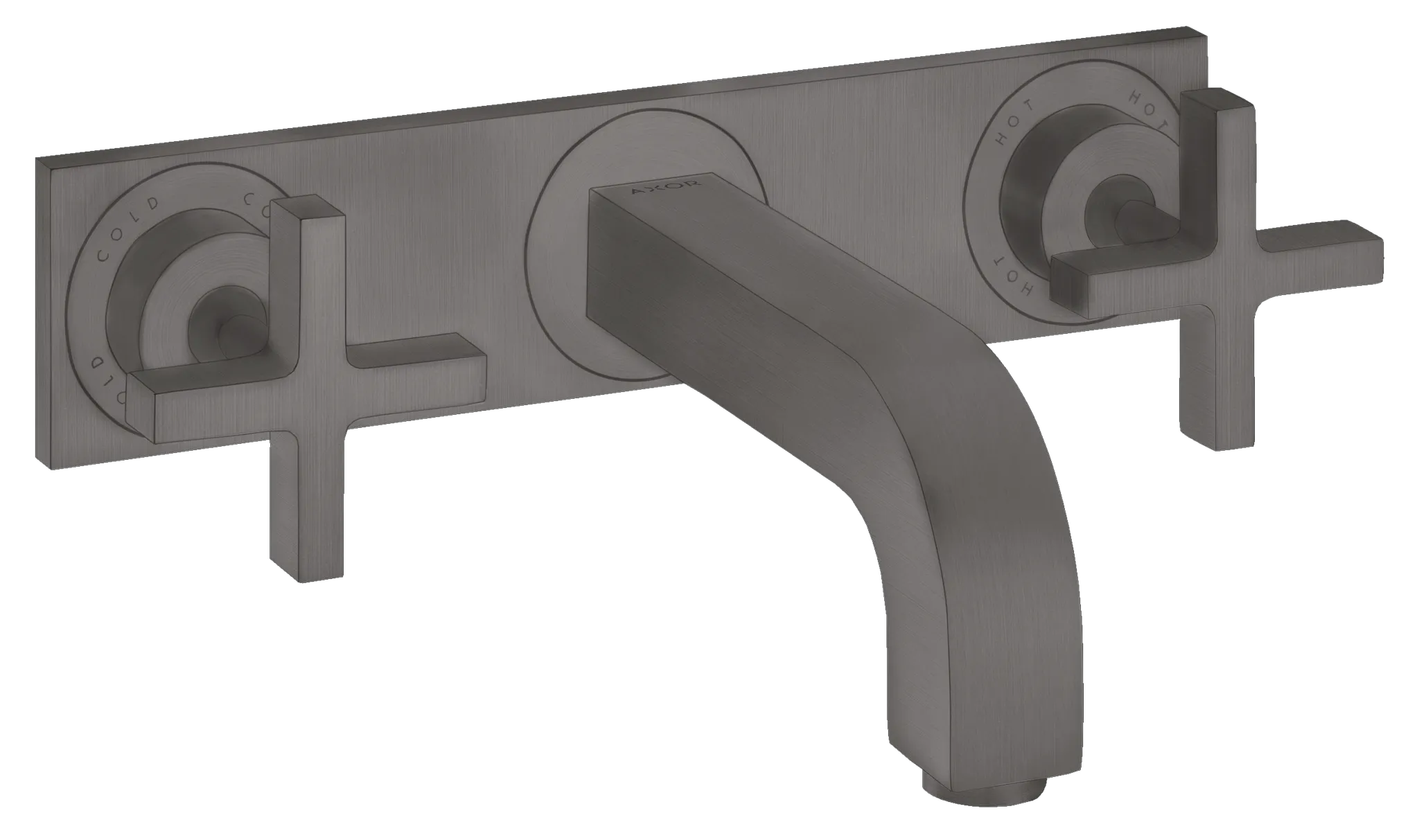 Hansgrohe AXOR Citterio 3-Loch Waschtischarmatur Unterputz, Brushed Black Chrome, Ausladung 226 mm, Kreuzgriff, Normalstrahl Hansgrohe AXOR Citterio 3-Loch Waschtischarmatur Unterputz, Brushed Black Chrome, Ausladung 226 mm, Kreuzgriff, Normalstrahl