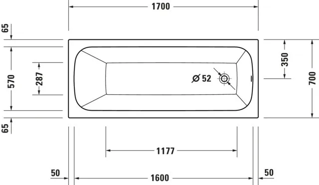 Duravit Whirlwanne „Qatego“ rechteck 170 × 70 cm, Fußablauf