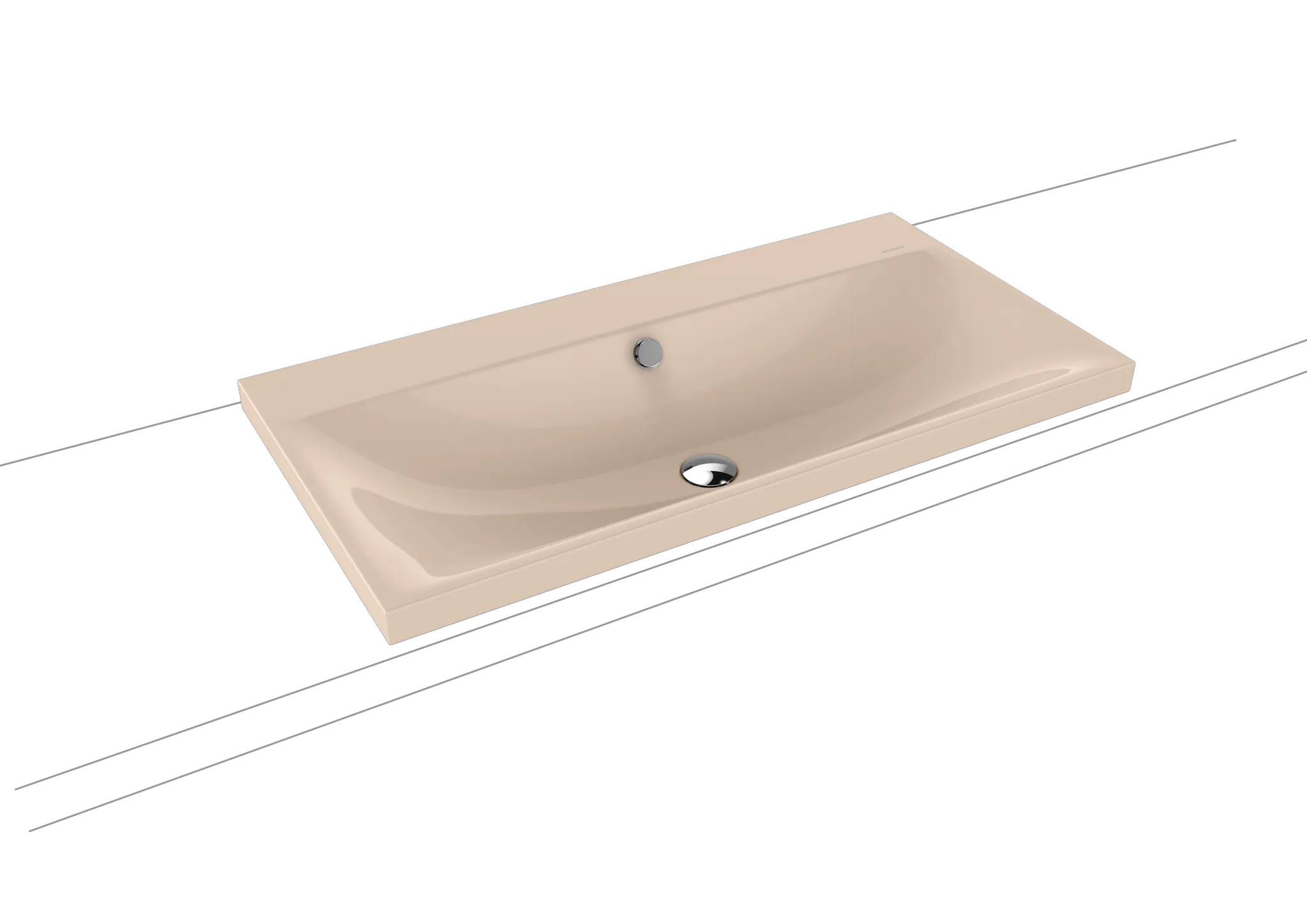 Aufsatzwaschtisch „Silenio“ 90 × 46 cm, ohne Hahnlochbohrung in bahamabeige, mit Perl-Effekt