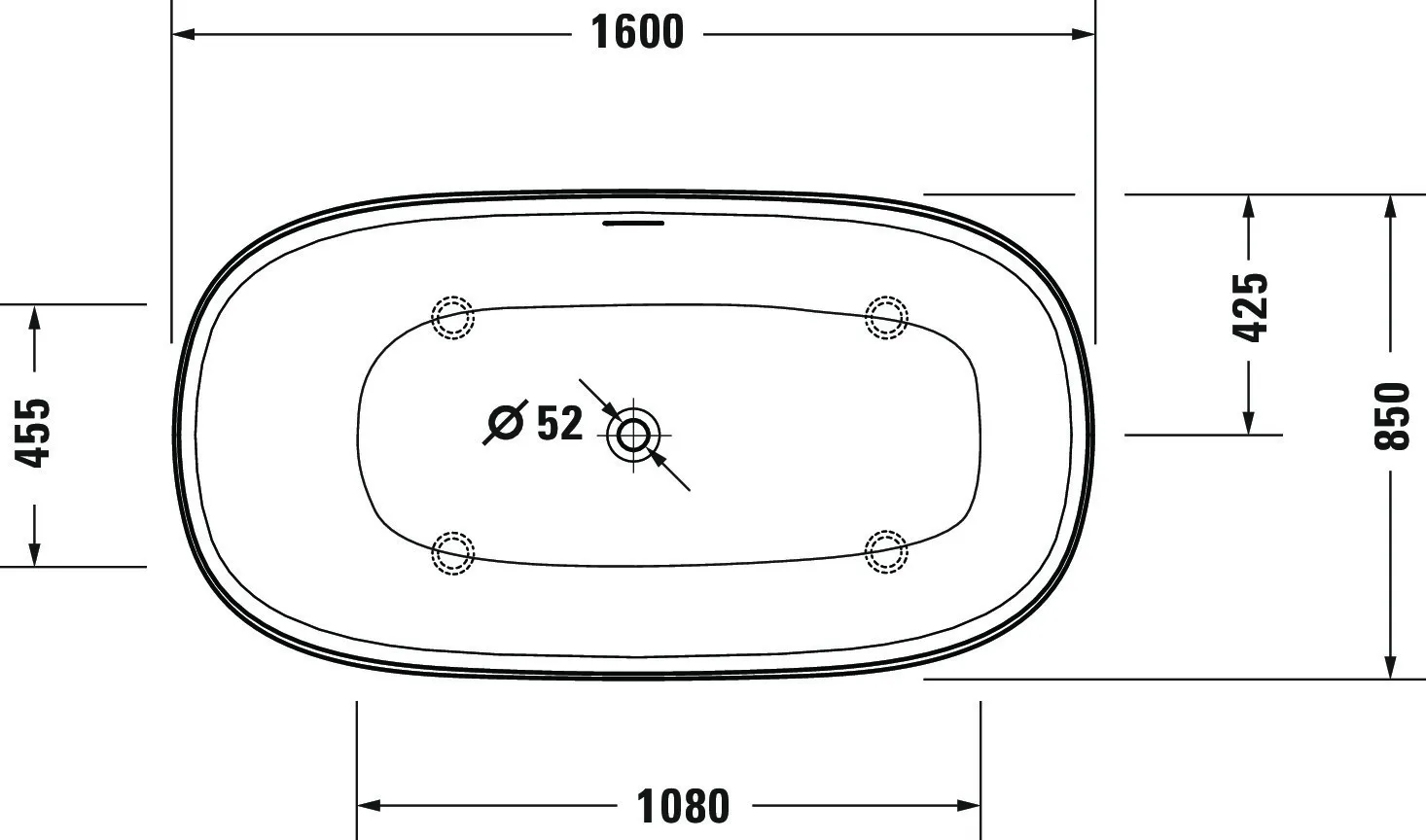 Duravit Badewanne „Zencha“ freistehend oval 160 × 85 cm