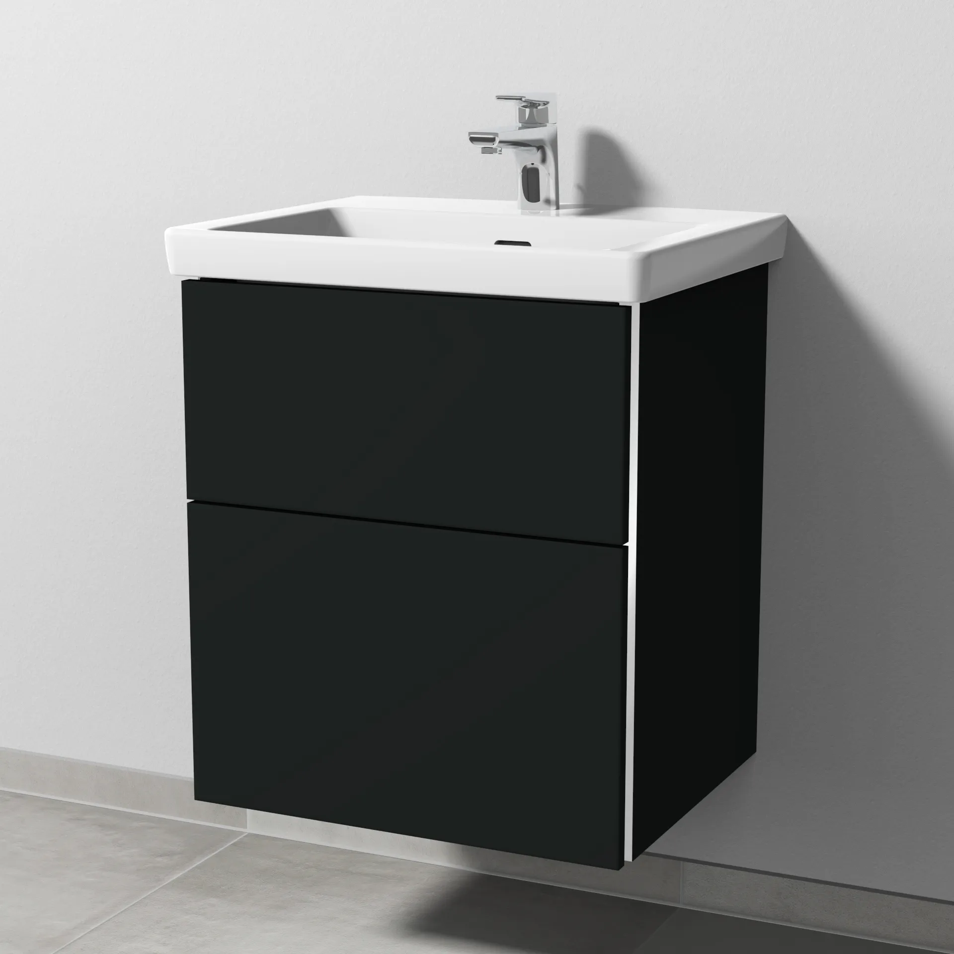 Sanipa Waschtischunterschrank „3way“ 507 × 588 × 432 mm in Vulkan (matt), mit Hahnlochbohrung, Becken mittig