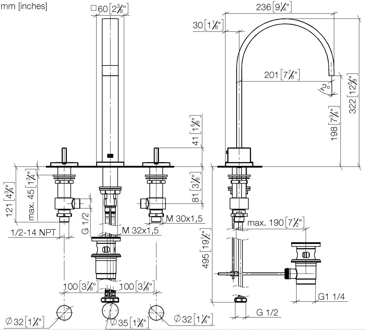 Waschtisch-Dreilochbatterie mit Ablaufgarnitur MEM Chrom 20715782