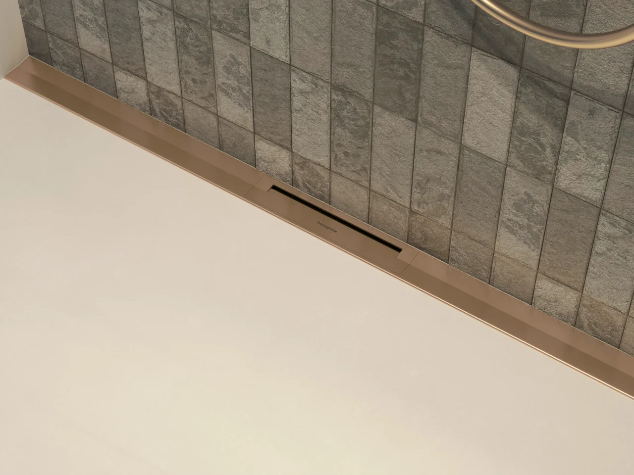 Hansgrohe RainDrain Flex Duschrinne 1000 mm, wandangebunden, Brushed Bronze, höhenverstellbar um 10 mm, bis zu 60 l/min Ablaufleistung