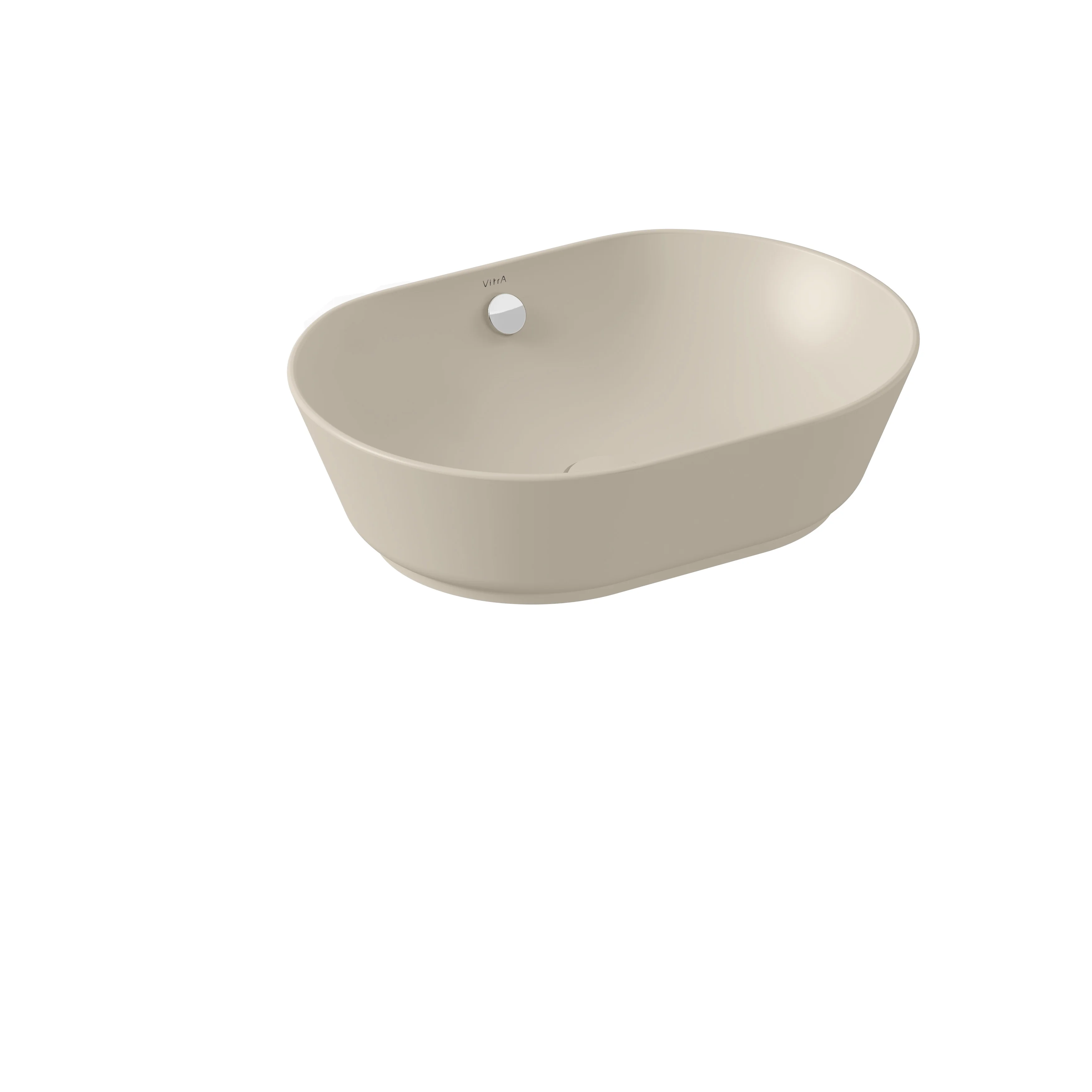 Geo Aufsatzschale oval 55 x 40 cm ohne Hahnloch mit Überlaufloch mittig Sandbeige Matt Geo Aufsatzschale oval 55 x 40 cm ohne Hahnloch mit Überlaufloch mittig Sandbeige Matt