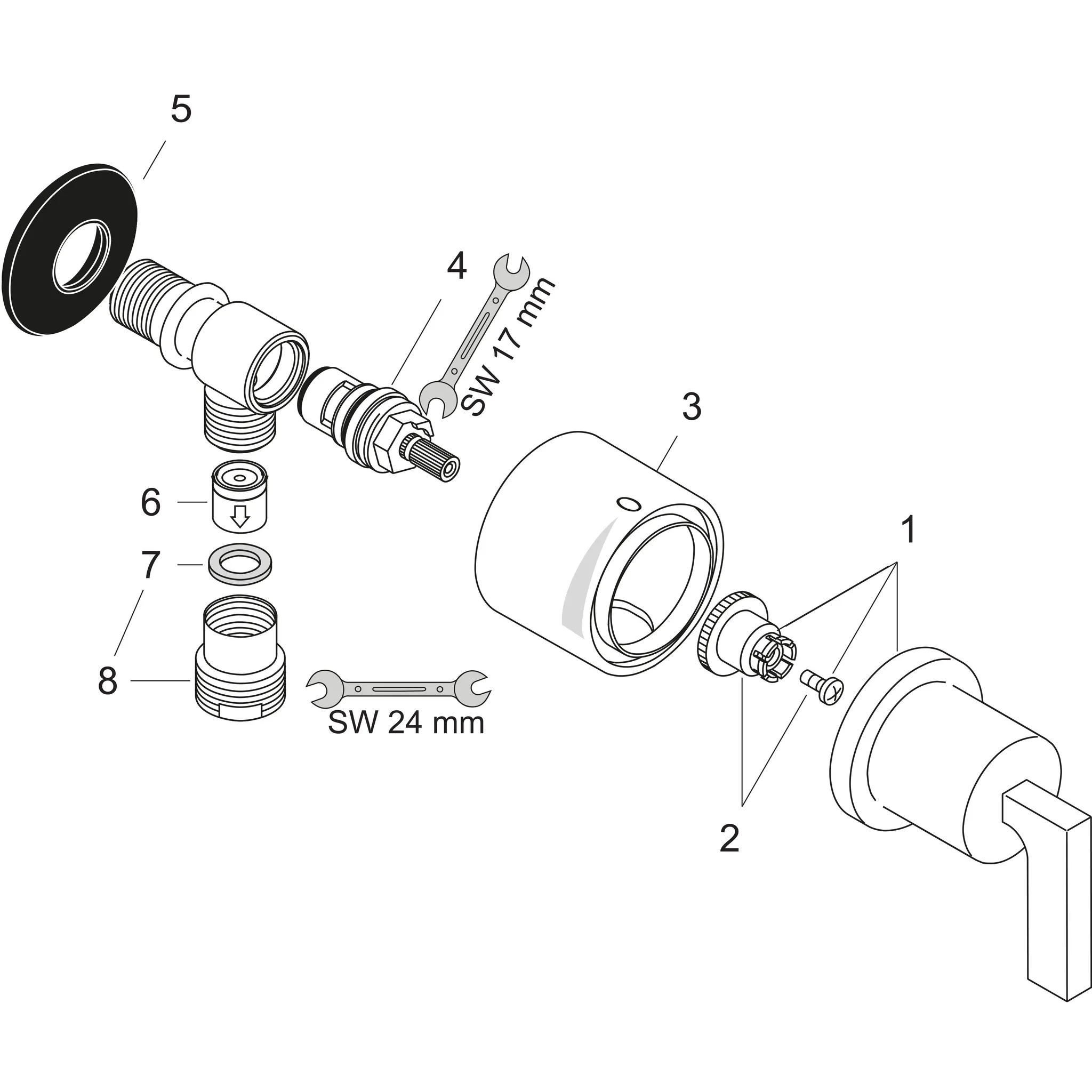 Fixfit Stop Wandabsperrventil Axor Citterio chrom mit Hebelgriffen