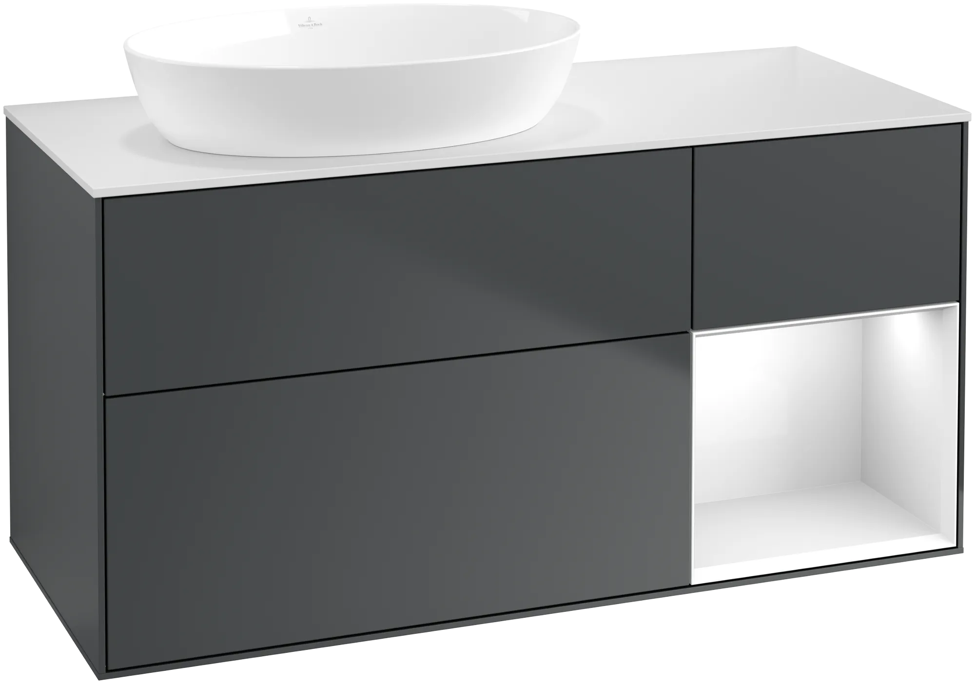 Villeroy & Boch Finion Waschbeckenunterschrank GA5, 1200x603x501mm, links, Beleuchtung