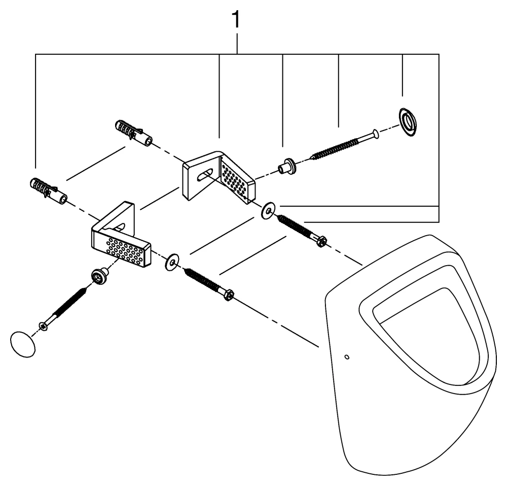 Urinal Bau Keramik 39438, Zulauf verdeckt, aus Sanitärkeramik, alpinweiß Urinal Bau Keramik 39438, Zulauf verdeckt, aus Sanitärkeramik, alpinweiß