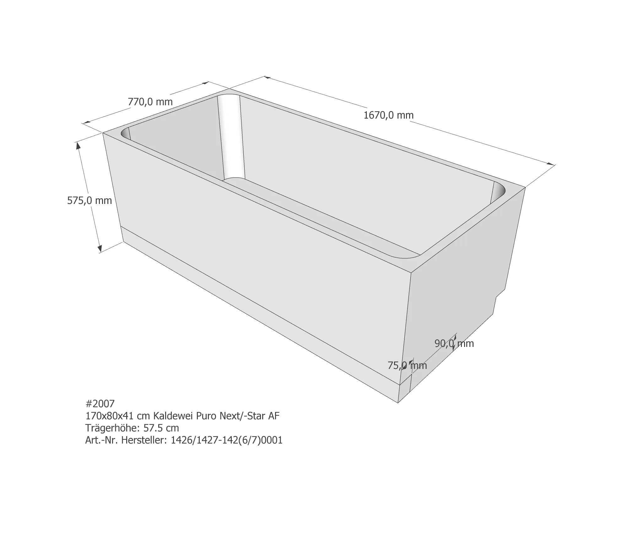 Badewannenträger passend für Kaldewei 170 × 80 × 41 cm Badewannenträger passend für Kaldewei 170 × 80 × 41 cm