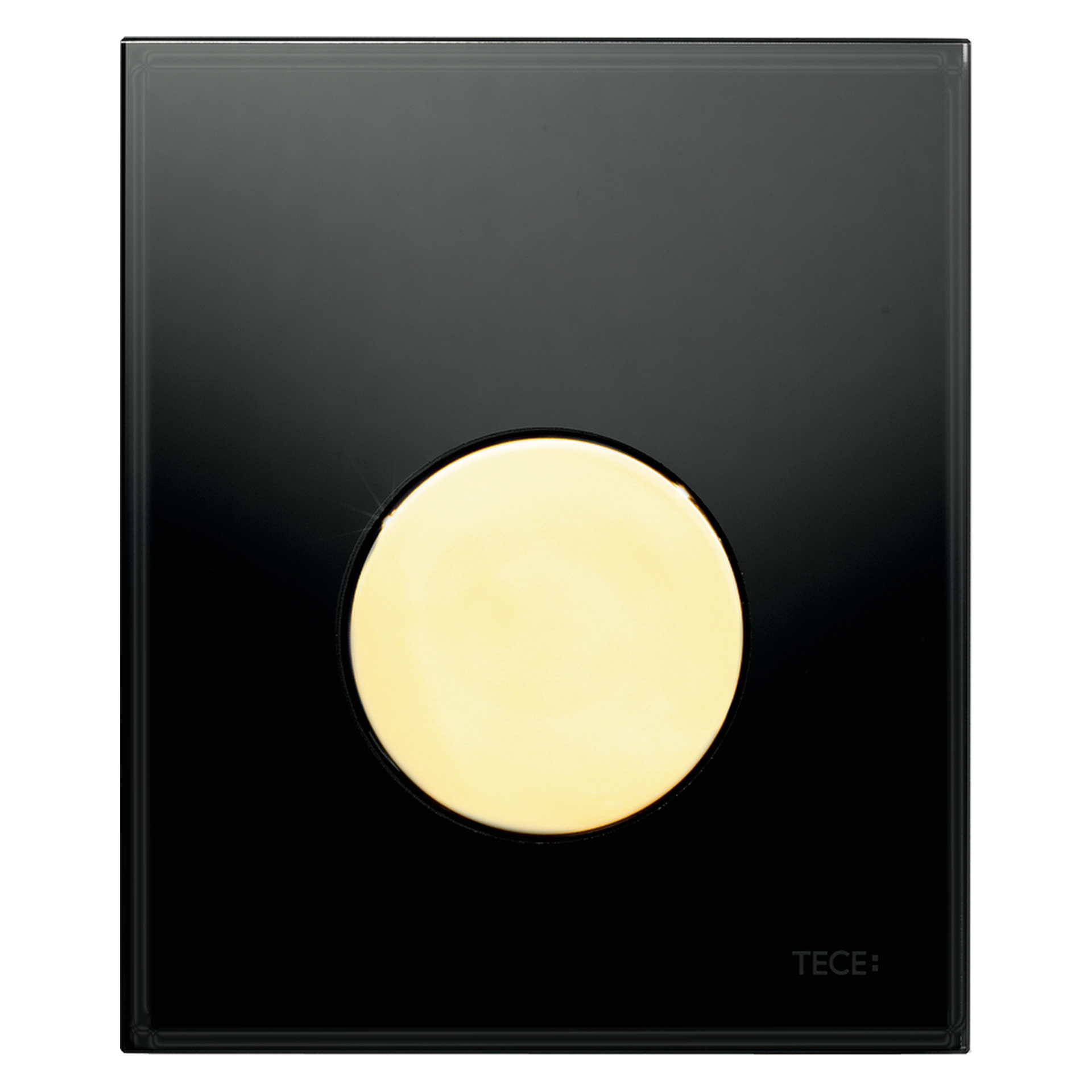 TECEloop Urinal-Betätigungsplatte mit Kartusche Glas schwarz Taste gold TECEloop Urinal-Betätigungsplatte mit Kartusche Glas schwarz Taste gold