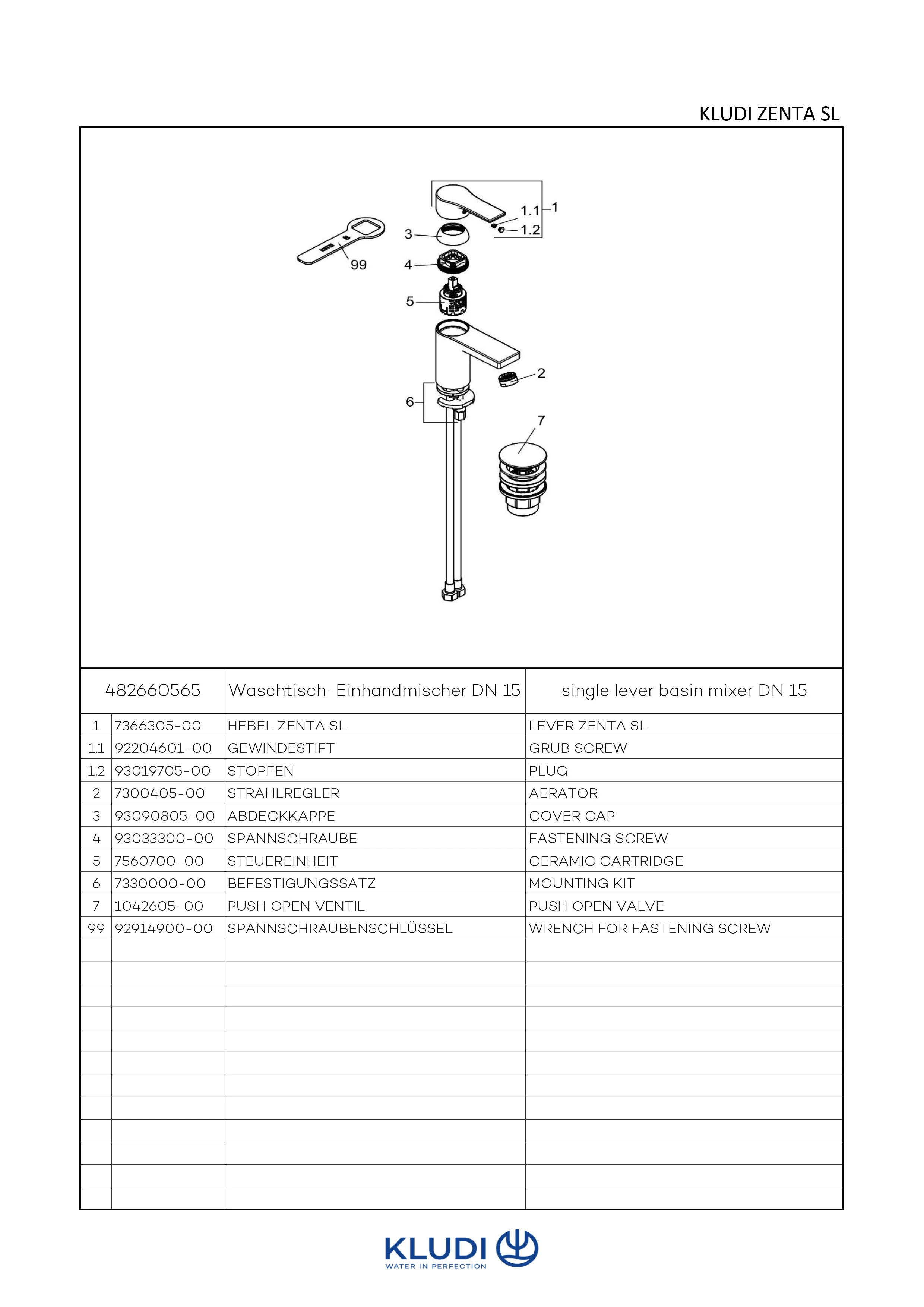 ZENTA SL WaschtischEHM 75mm mit Push Open Ablaufventil chrom ZENTA SL WaschtischEHM 75mm mit Push Open Ablaufventil chrom