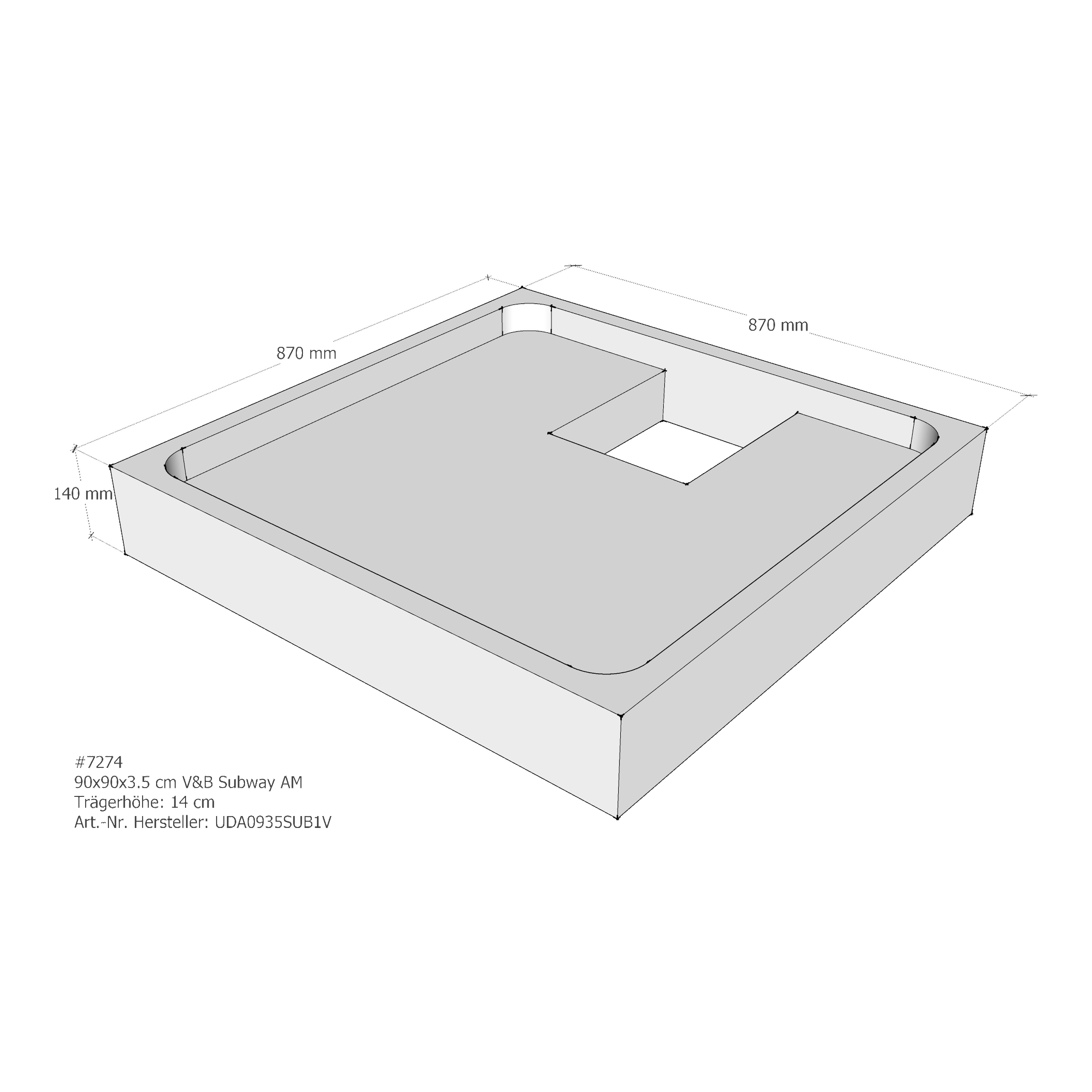 Duschwannenträger für Villeroy & Boch Subway 90 × 90 × 3,5 cm Duschwannenträger für Villeroy & Boch Subway 90 × 90 × 3,5 cm