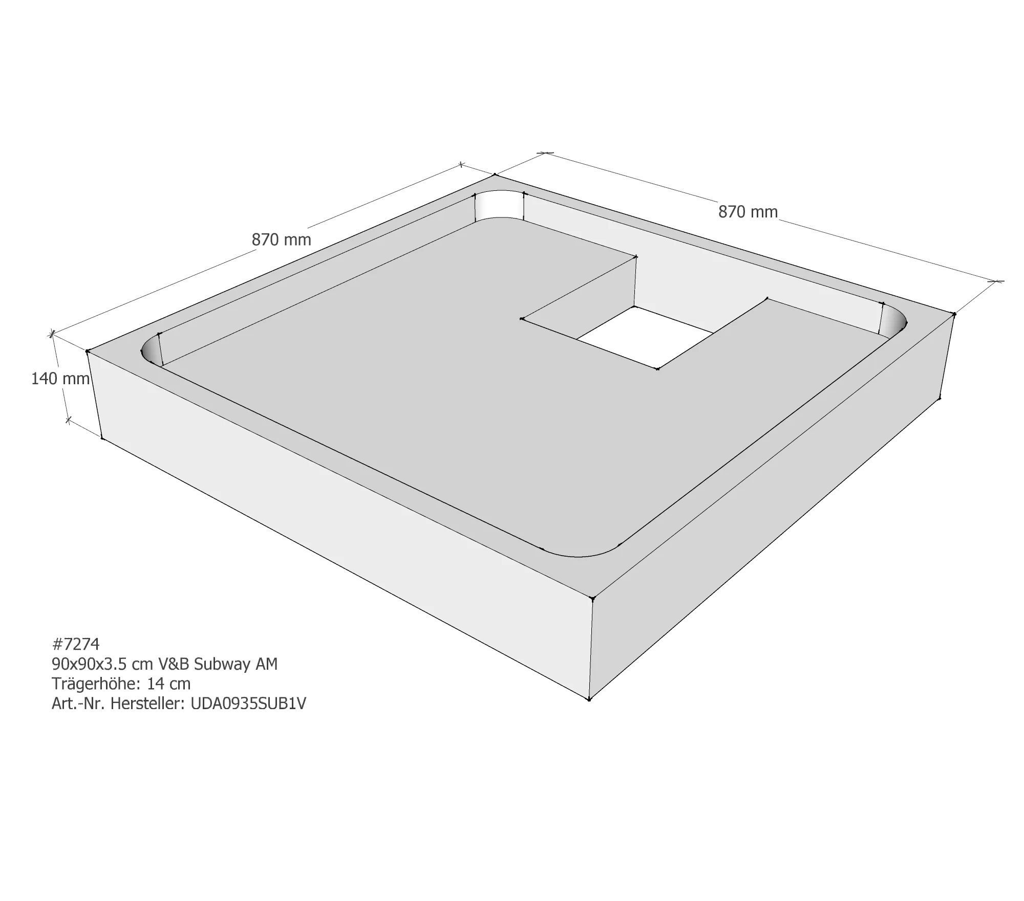 Duschwannenträger für Villeroy & Boch Subway 90 × 90 × 3,5 cm Breite: 90 cm / Länge: 90 cm Duschwannenträger für Villeroy & Boch Subway 90 × 90 × 3,5 cm Breite: 90 cm / Länge: 90 cm