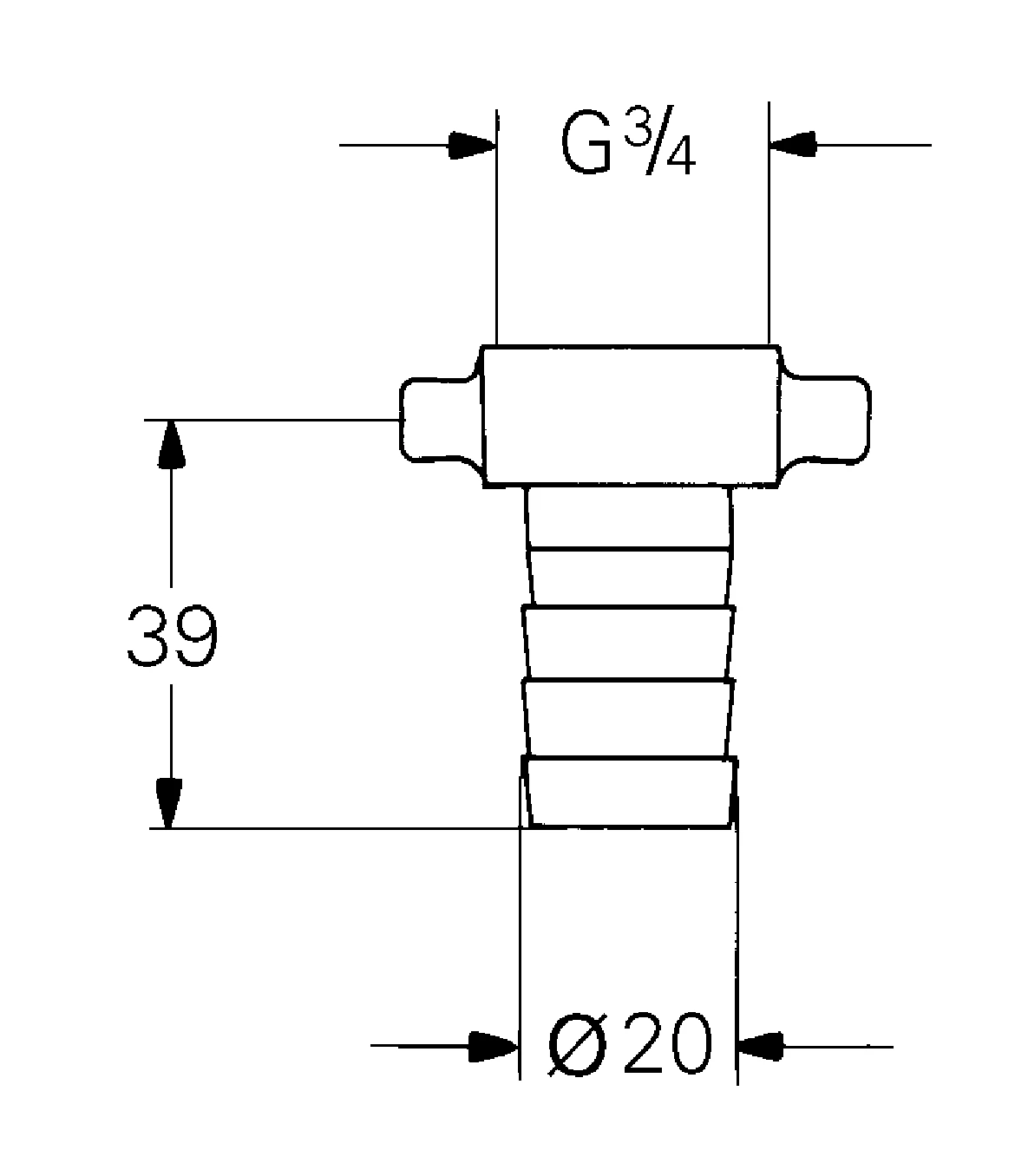 Schlauchverschraubung 13913, DN 20, Innengewinde 3/4'', chrom