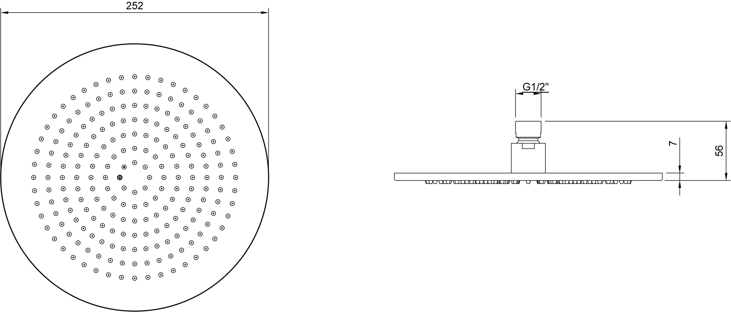 Duschkopf TVC00000100061, rund ⌀ 25 × 6,3 cm